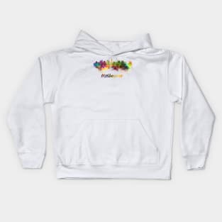 Melbourne skyline in watercolor Kids Hoodie